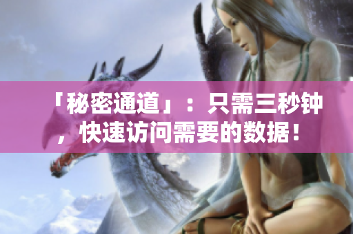 「秘密通道」：只需三秒钟，快速访问需要的数据！