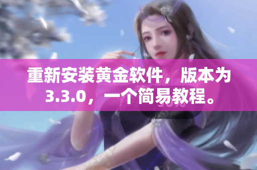 重新安装黄金软件，版本为3.3.0，一个简易教程。