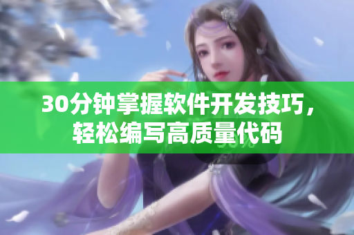 30分钟掌握软件开发技巧，轻松编写高质量代码