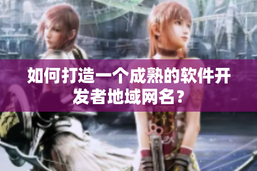 如何打造一个成熟的软件开发者地域网名？