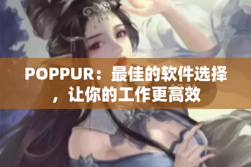 POPPUR：最佳的软件选择，让你的工作更高效